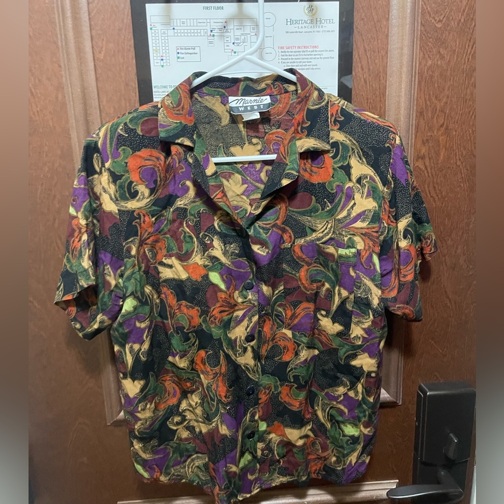Vintage Marnie West Vibrant Abstract Women’s Shirt Size Large